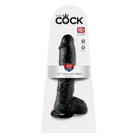 Pipedream King Cock 10 in. Cock With Balls Realistic Suction Cup Dildo Black - Realistic Dildo