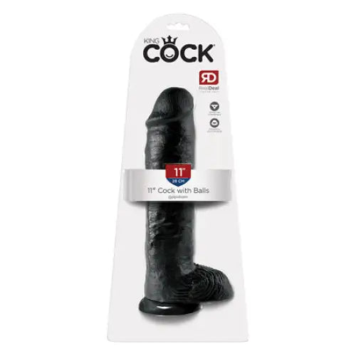 Pipedream King Cock 11 in. Cock With Balls Realistic Suction Cup Dildo Black - Realistic Dildo