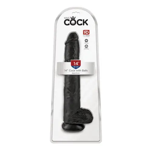 Pipedream King Cock 14 in. Cock With Balls Realistic Suction Cup Dildo Black - Realistic Dildo