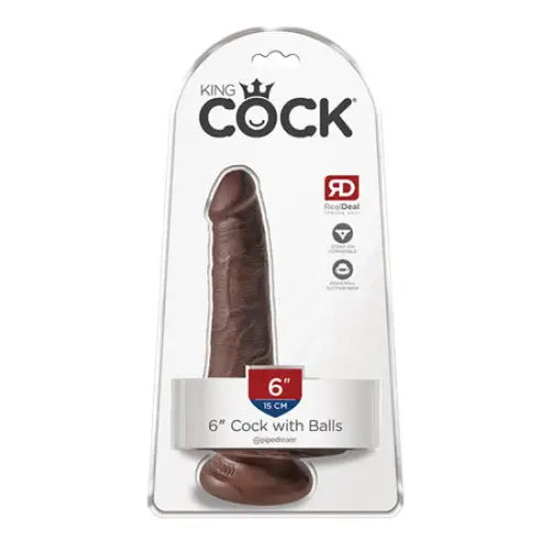 Pipedream King Cock 6 in. Cock With Balls Realistic Suction Cup Dildo Brown - Chocolate / 6’’ - Realistic Dildo