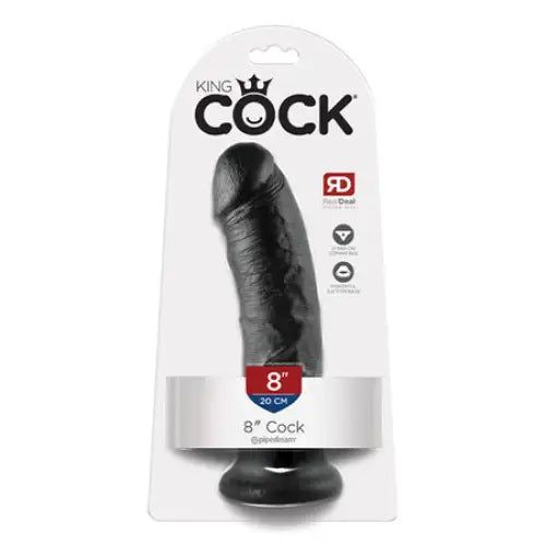 Pipedream King Cock 8 in. Cock Realistic Dildo With Suction Cup Black - Black / 8’’ - Realistic Dildo