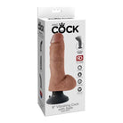 Pipedream King Cock 8 in. Vibrating Cock With Balls Poseable Suction Cup Dildo Tan - Realistic Dildo