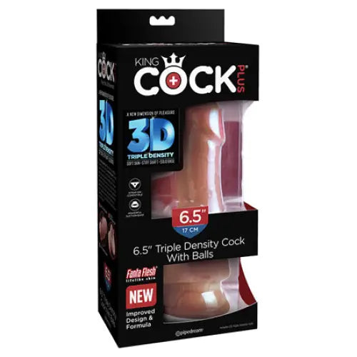 Pipedream King Cock Plus 6.5 in. Triple Density Cock With Balls Realistic Suction Cup Dildo Tan - Realistic Dildo