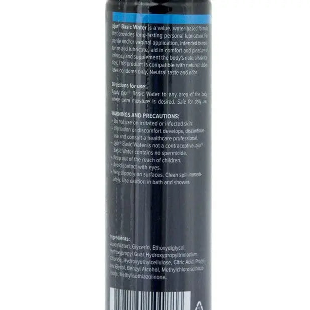 pjur BASIC WATER Lubricant (100ml) with bottle of black liquid in sleek packaging