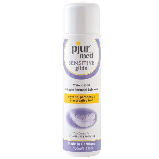 pjur med sensitive glide Water-Based Lubricant with lavender scent in white spray bottle