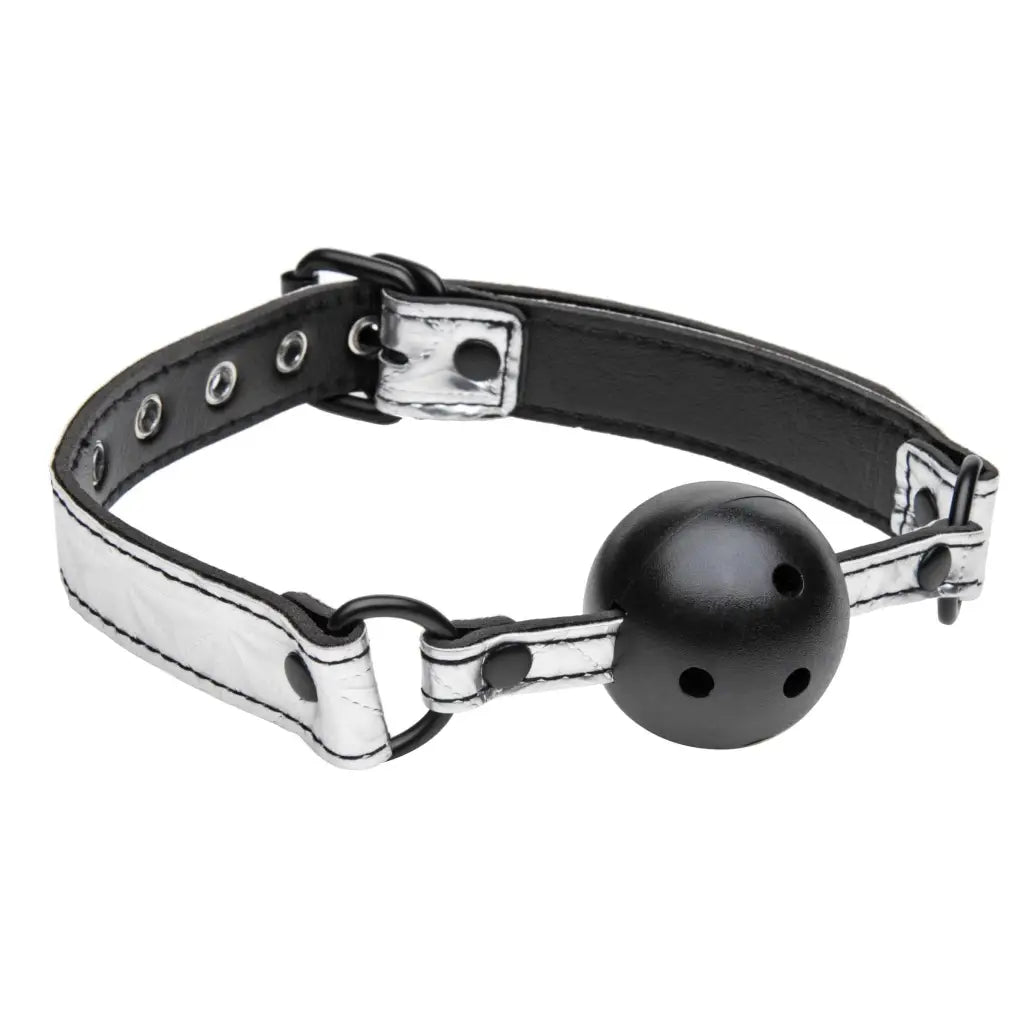 Master Series Ball Gag Platinum Bound Gagged Breathable Ball Gag at the Haus of Shag