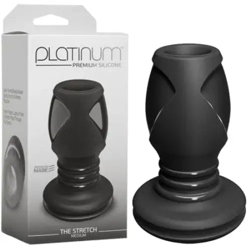 Doc Johnson Plug Platinum Premium Silicone - The Stretch-Medium Black at the Haus of Shag