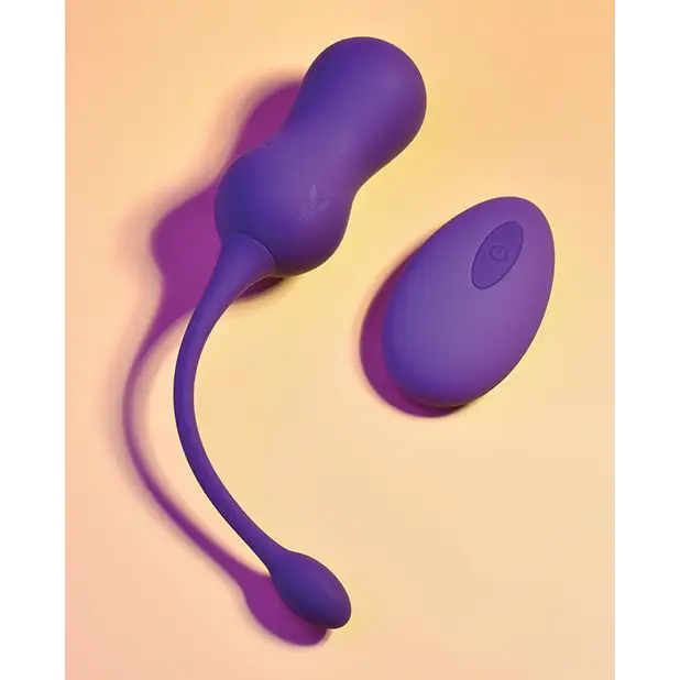 Playboy Double Time Rechargeable Remote Controlled Vibrating Silicone Dual Kegel Balls Acai - Kegel Balls