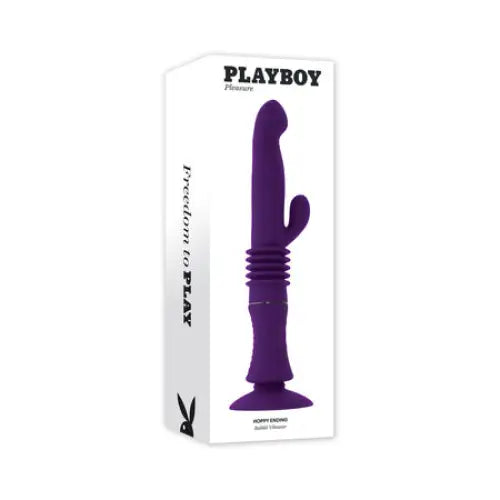 Playboy Hoppy Ending Rechargeable Silicone Thrusting Rabbit Vibrator Acai - Rabbit