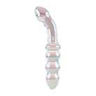 Playboy Pleasure Jewels Double Glass Dildo w/Anal Beads - Clear - Dongs & Dildos