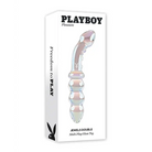 Playboy Pleasure Jewels Double Glass Dildo w/Anal Beads - Clear - Dongs & Dildos