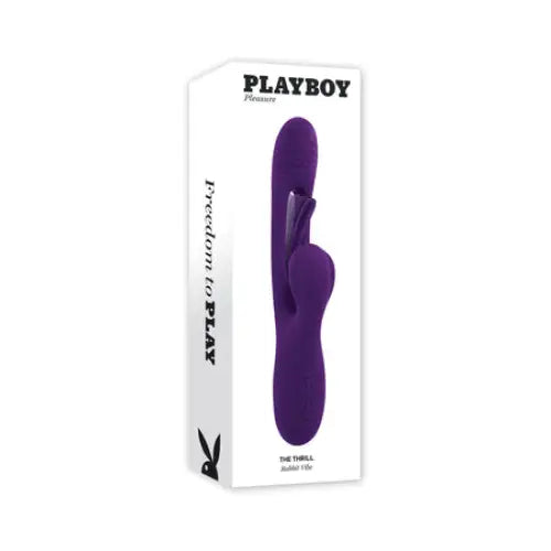 Playboy The Thrill Rechargeable Silicone Dual Stim Vibrator with Flapper Acai - Rabbit