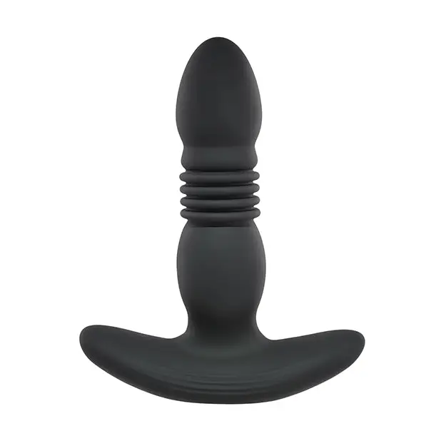 Playboy Trust The Thrust Rechargeable Remote Controlled Thrusting Vibrating Silicone Anal Plug Black - Powered Butt Plug