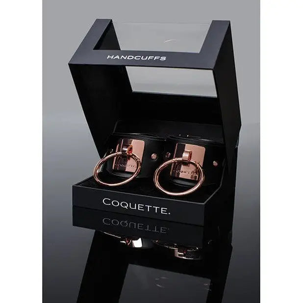 Coquette Wrist Cuffs Black Pleasure Collection Adjustable Handcuffs by Coquette at the Haus of Shag