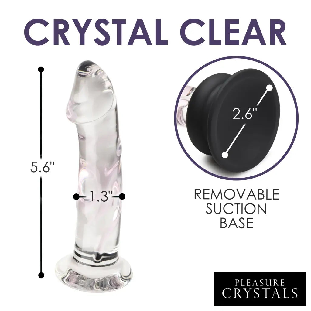 Pleasure Crystals 5.6 in. Glass Dildo with Silicone Base - 5.6 Inch - Realistic Dildo