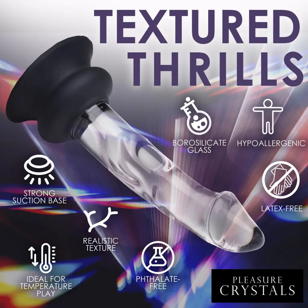 Pleasure Crystals 5.6 in. Glass Dildo with Silicone Base - 5.6 Inch - Realistic Dildo