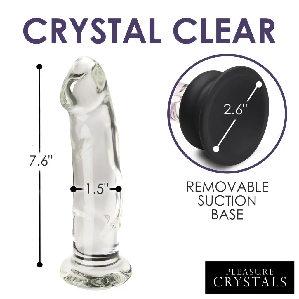 Pleasure Crystals 7.6 in. Glass Dildo with Silicone Base - 7.6’’ - Realistic Dildo