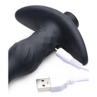 Pleasure Flow 10x Vibrating Enema Tip - Black silicone prostate massager with USB cable