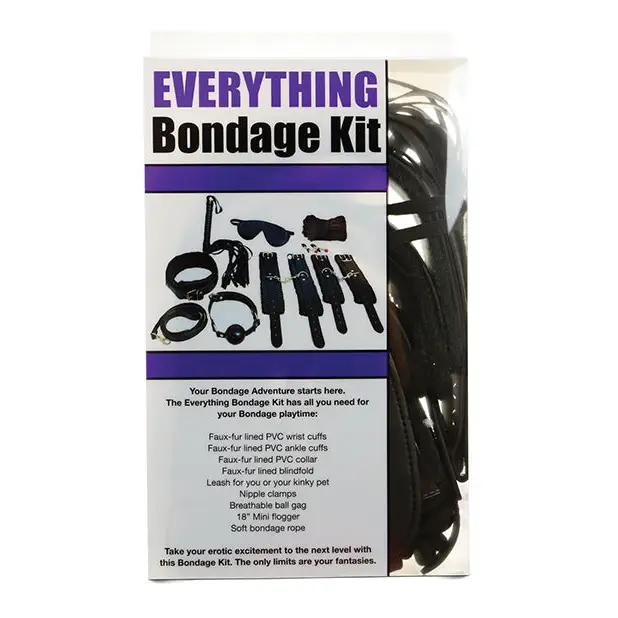 Close up of black and white hair ties in Ple’sur 12-Piece Everything Bondage Kit Black