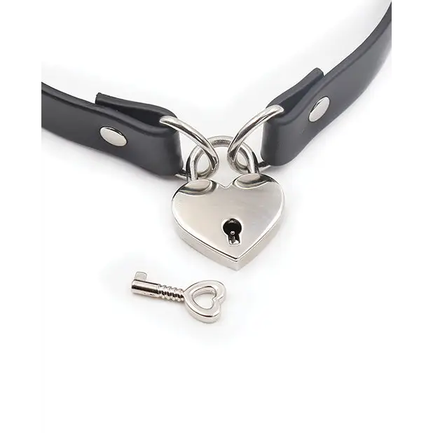 Ple’sur PVC Collar With Heart Lock & Key - Collar