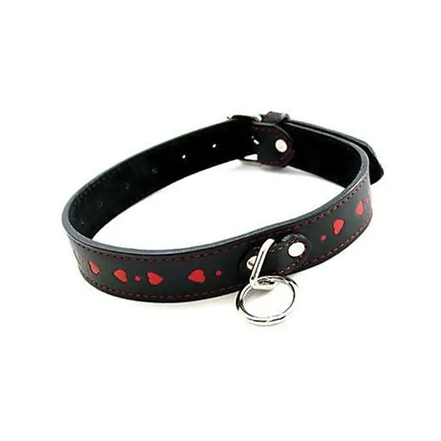 Ple’sur PVC Collar With Heart Lock & Key - Red - Collar