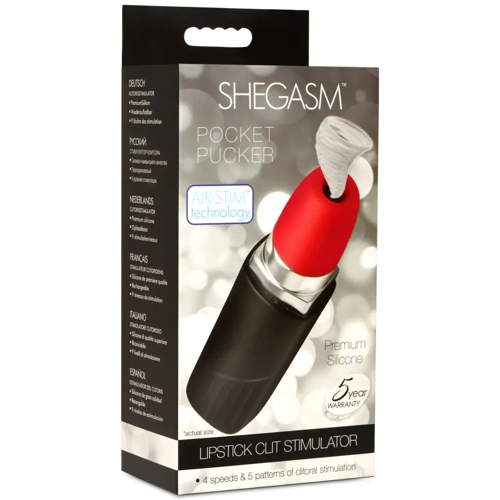 Pocket Pucker Lipstick Clit Stimulator - Black - Stimulators