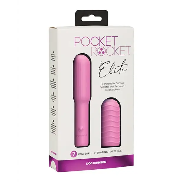 Doc Johnson Stimulators Pink Pocket Rocket Elite Rechargeable W/removable Sleeve at the Haus of Shag