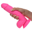 Pink silicone dildo with suction cup base - Pop Peckers 8.25’ with balls