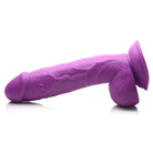 Purple silicone dildo with suction cup base - Pop Peckers 8.25’ adult toy with balls