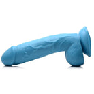 Light blue silicone Pop Peckers 8.25’ Dildo with Balls and suction cup base