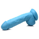 Blue silicone adult toy with suction cup base - Pop Peckers 8.25’ Dildo with Balls