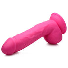 Pink silicone dildo with balls and suction cup base - Pop Peckers 8.25’ adult toy