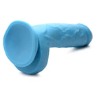 Light blue silicone dildo with flared suction cup base – Pop Peckers 8.25’ with Balls