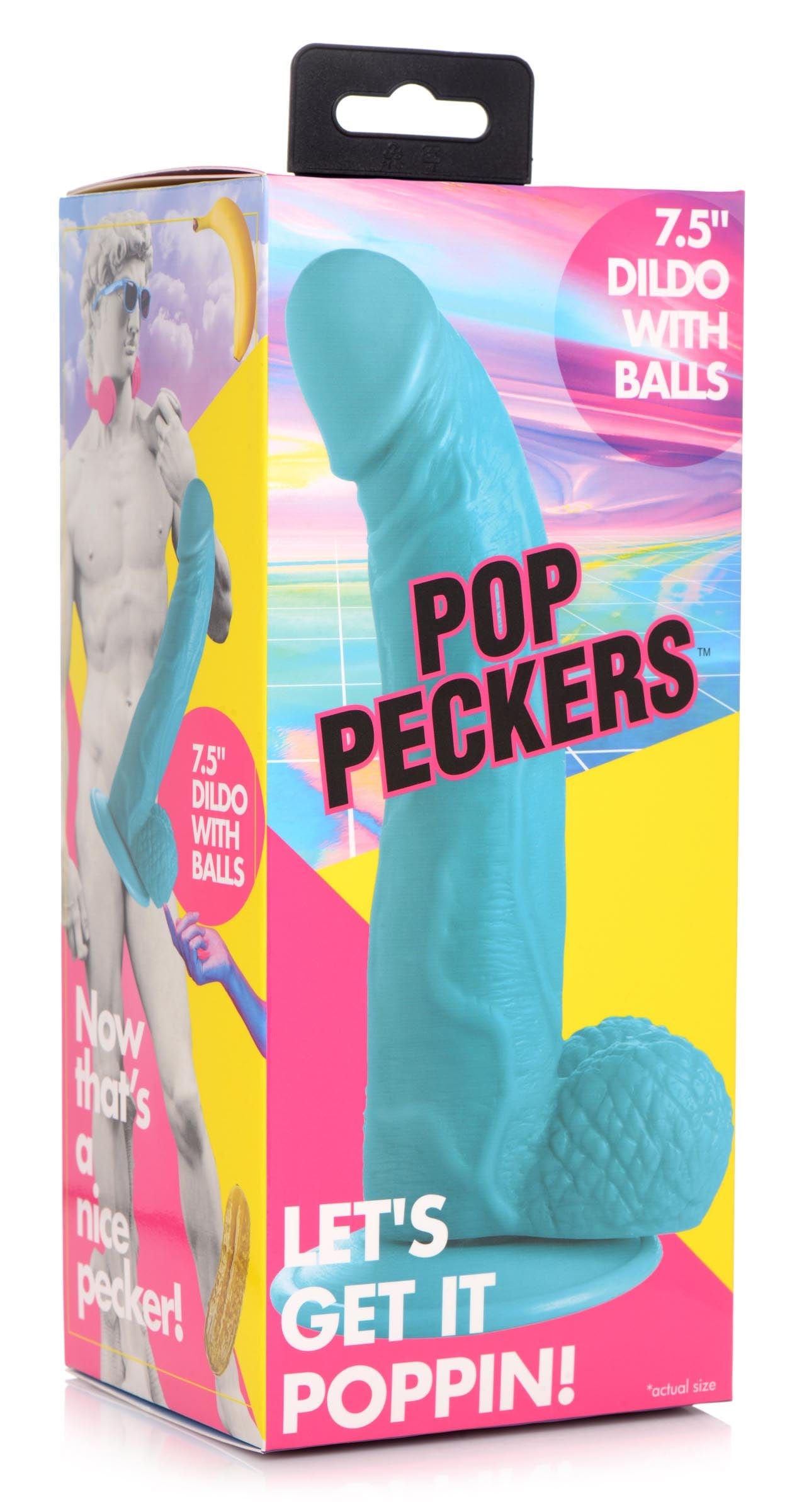 Pop Peckers Realistic Dildo Blue Pop Peckers 7.5" Dildo with Balls at the Haus of Shag