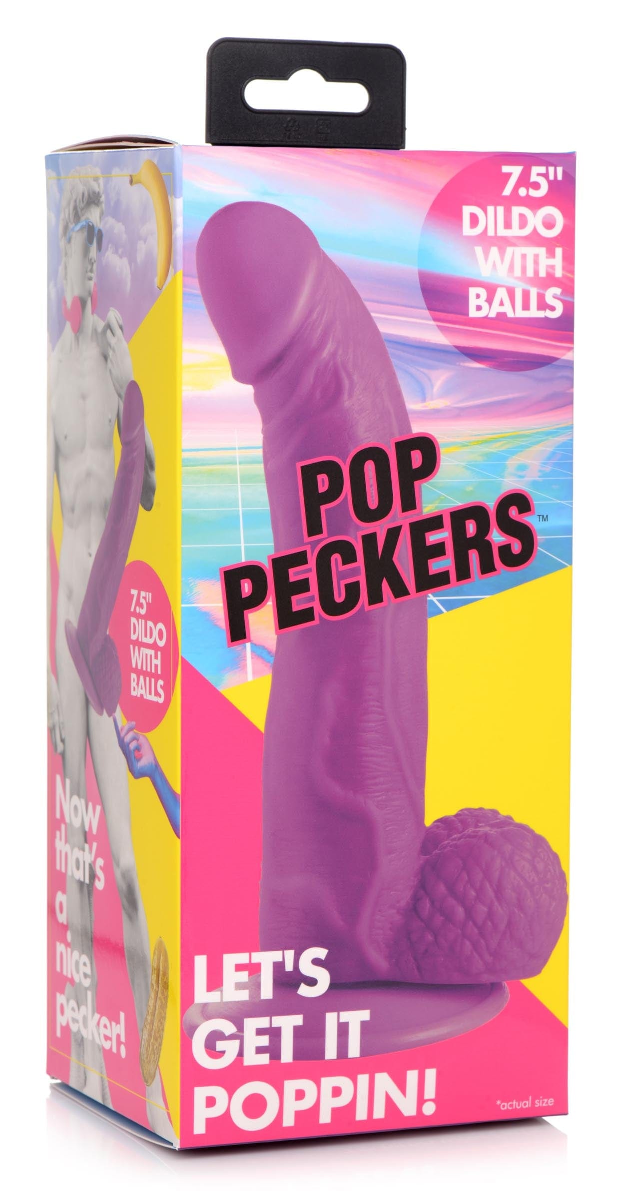 Pop Peckers Realistic Dildo Purple Pop Peckers 7.5" Dildo with Balls at the Haus of Shag