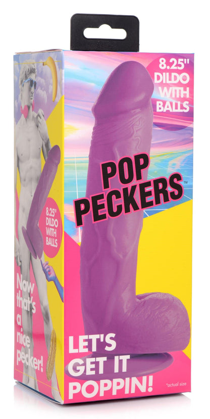 Pop Peckers Realistic Dildo Purple Pop Peckers 8.25" Dildo with Balls at the Haus of Shag