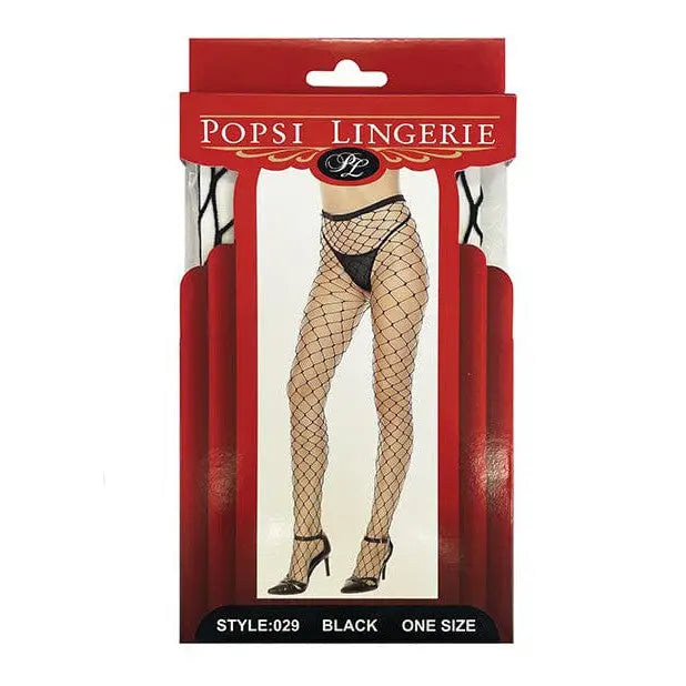 Popsi Lingerie Pantyhose One Size Fits Most / Black Popsi Lingerie Large Fence Net Pantyhose at the Haus of Shag