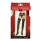 Popsi Lingerie Thigh-High Stockings One Size Fits Most / Black Popsi Lingerie Sheer Lace Top Stocking at the Haus of Shag