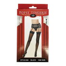 Popsi Lingerie Thigh-High Stockings One Size Fits Most / Black Popsi Lingerie Silicone Lace Top Thigh High at the Haus of Shag