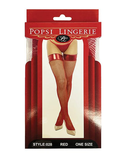 Popsi Lingerie Thigh-High Stockings Popsi Lingerie Vinyl Top Fishnet Stocking at the Haus of Shag