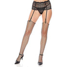 Popsi Lingerie Thigh-High Stockings One Size Fits Most / Black Popsi Lingerie Unfinished Diamond Net Thigh High at the Haus of Shag