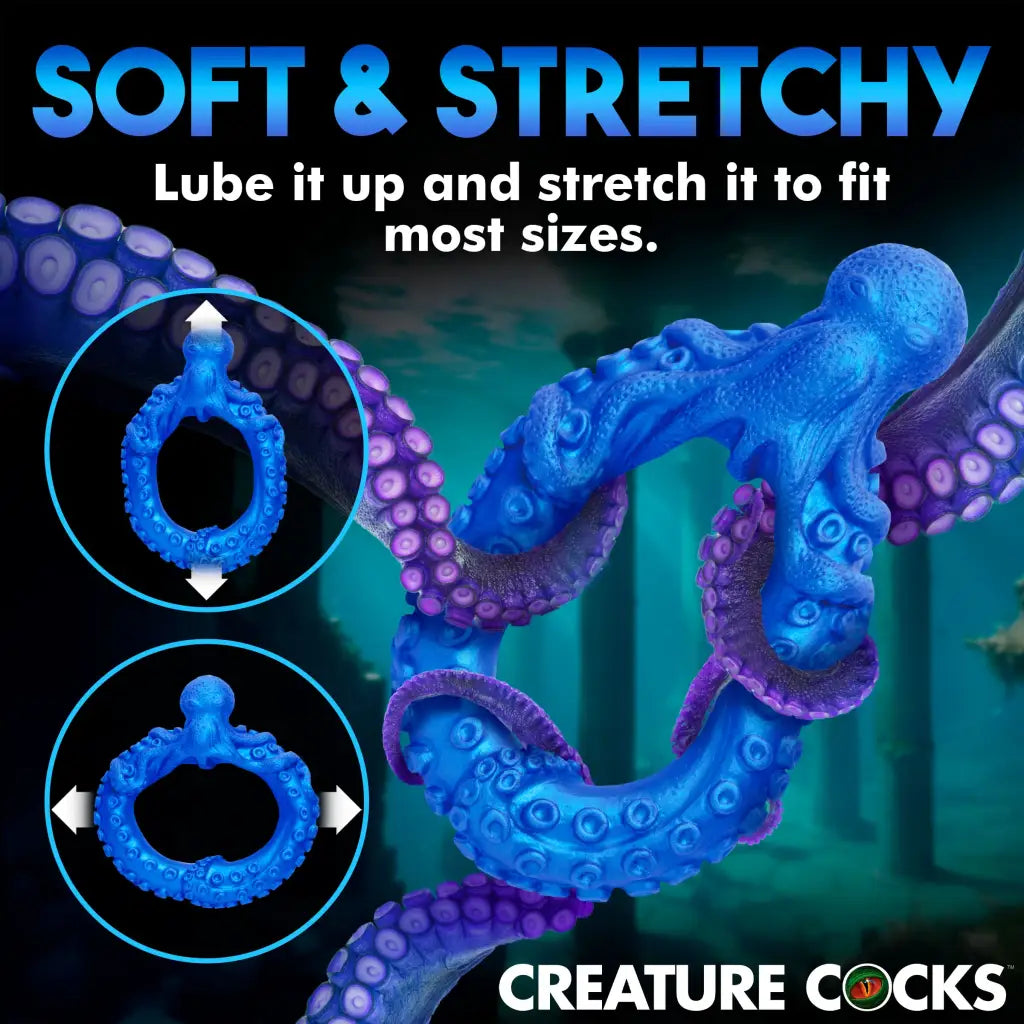 Fantasy C-Ring: Poseidon’s Octo-Ring featuring a blue octopus with intricate tentacles