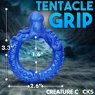 Poseidon’s Octo-ring: Blue octopus fantasy C ring with ’`’ and `’’’ engravings