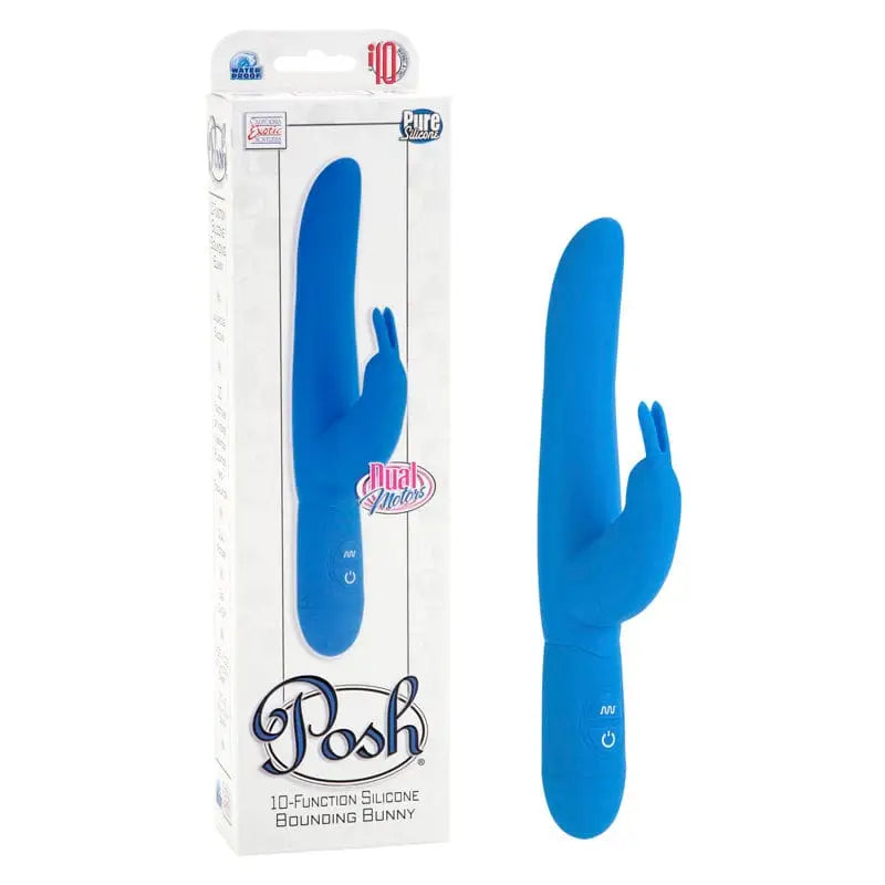 CalExotics Vibrator Blue Posh 10 Function Bounding Bunny at the Haus of Shag