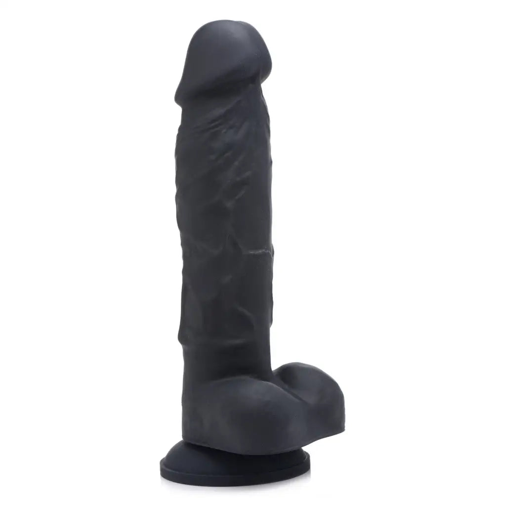 Strap U Realistic Dildo Black Power Pecker 7 Inch Silicone Dildo With Balls at the Haus of Shag