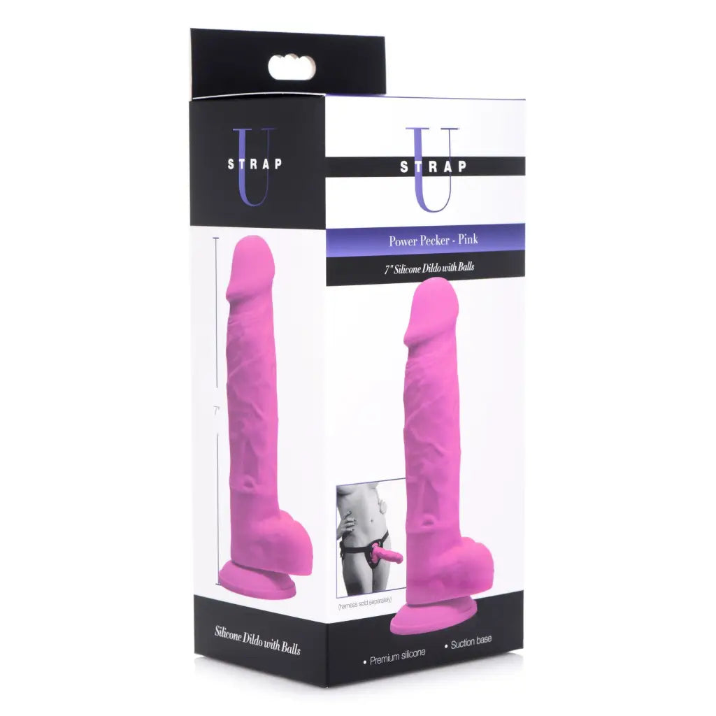 Strap U Realistic Dildo Power Pecker 7 Inch Silicone Dildo With Balls at the Haus of Shag