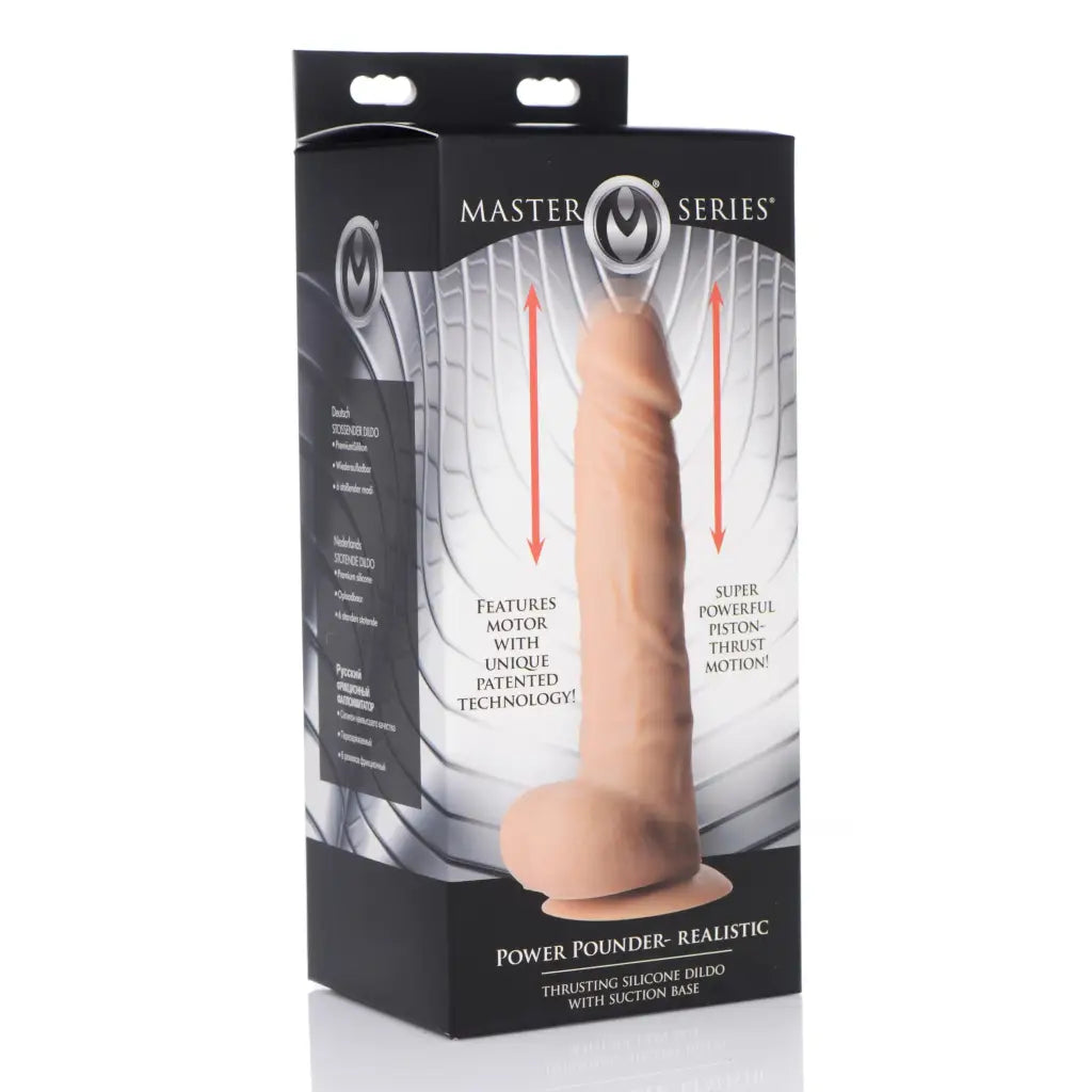 Power Pounder Realistic Thrusting Silicone Dildo with suction base in packaging