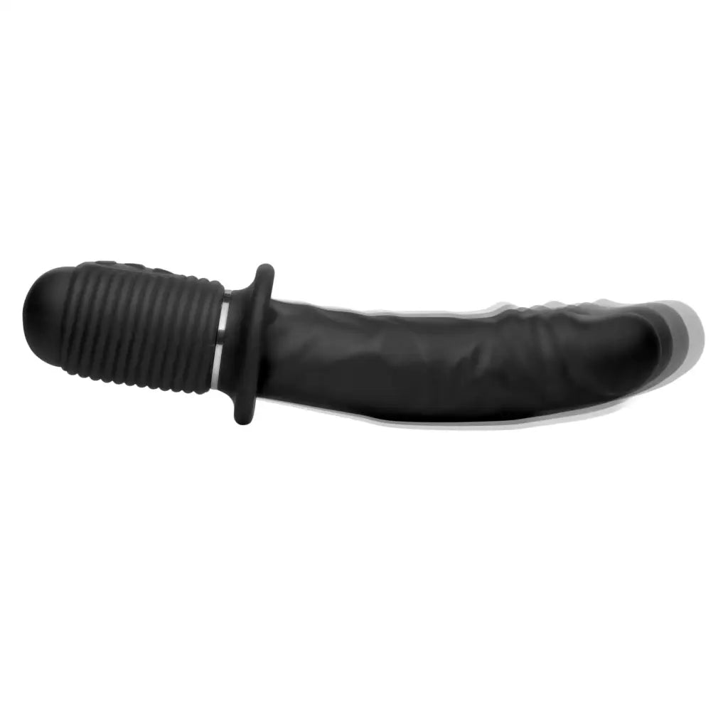 Master Series Realistic Vibrator Power Pounder Vibrating And Thrusting Silicone Dildo - Black at the Haus of Shag