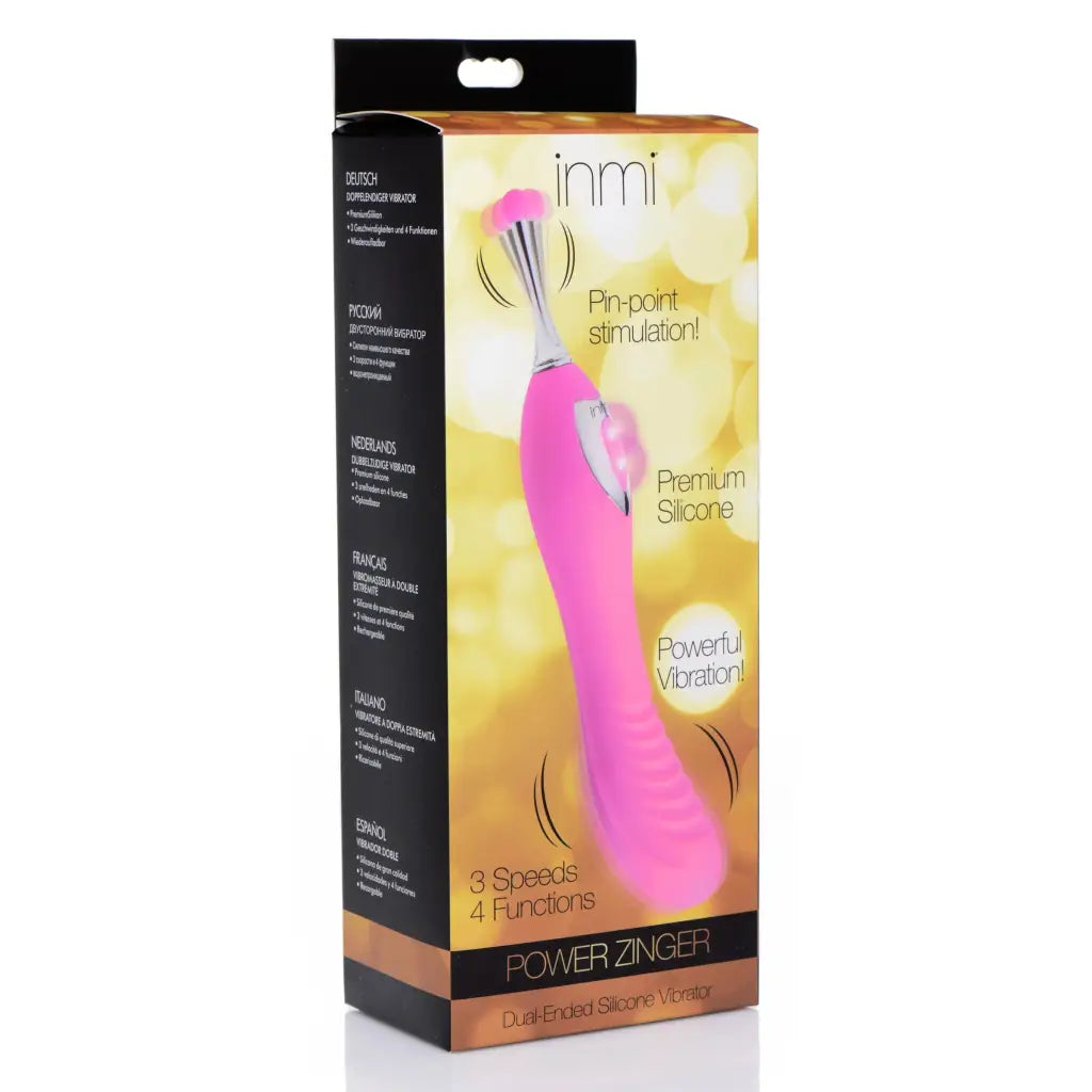 inmi Plain Vibrator Power Zinger Dual-ended Silicone Vibrator at the Haus of Shag