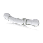 Prana Thrusting Wand: sleek clear glass pipe against a white background